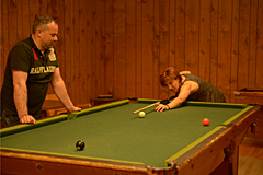 Playing Billiards in Nordlaw Lodge