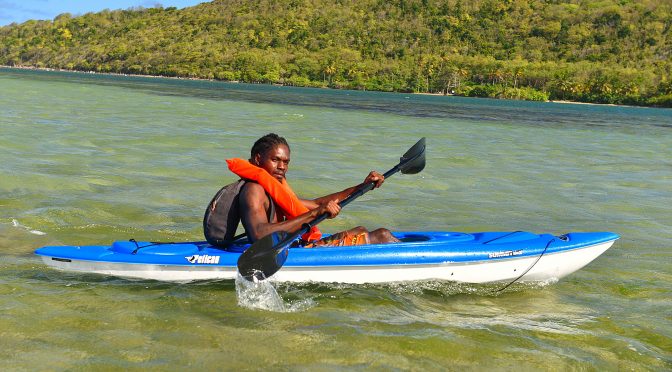 Kayak on the bay, Praslin, St. Lucia